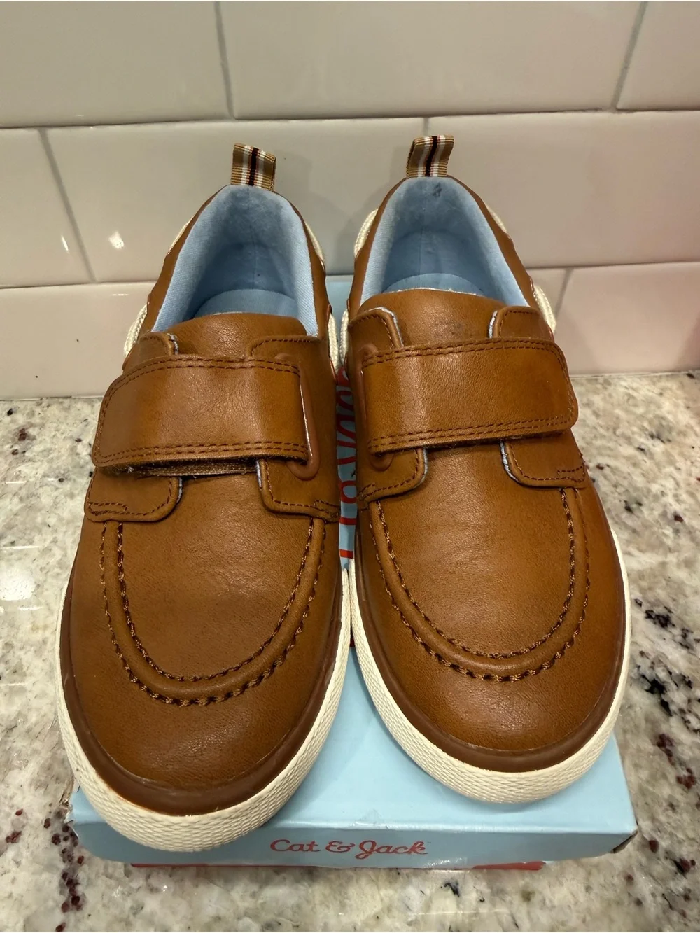 Cat & Jack Tan Brown Kids Hook-and-Loop Casual Sneakers Size 12